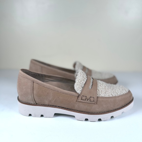 Vionic Cheryl Sherpa Lug Sole Loafers Women's 9 Taupe Suede Cream Neutral Chic - Picture 4 of 14
